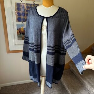 CJ Banks Gray and Navy Cardigan